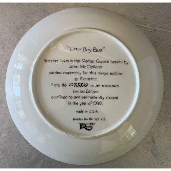 Little Boy Blue Collector Plate 1980 Mother Goose Series John McClellan Cert/Box - Picture 3 of 9